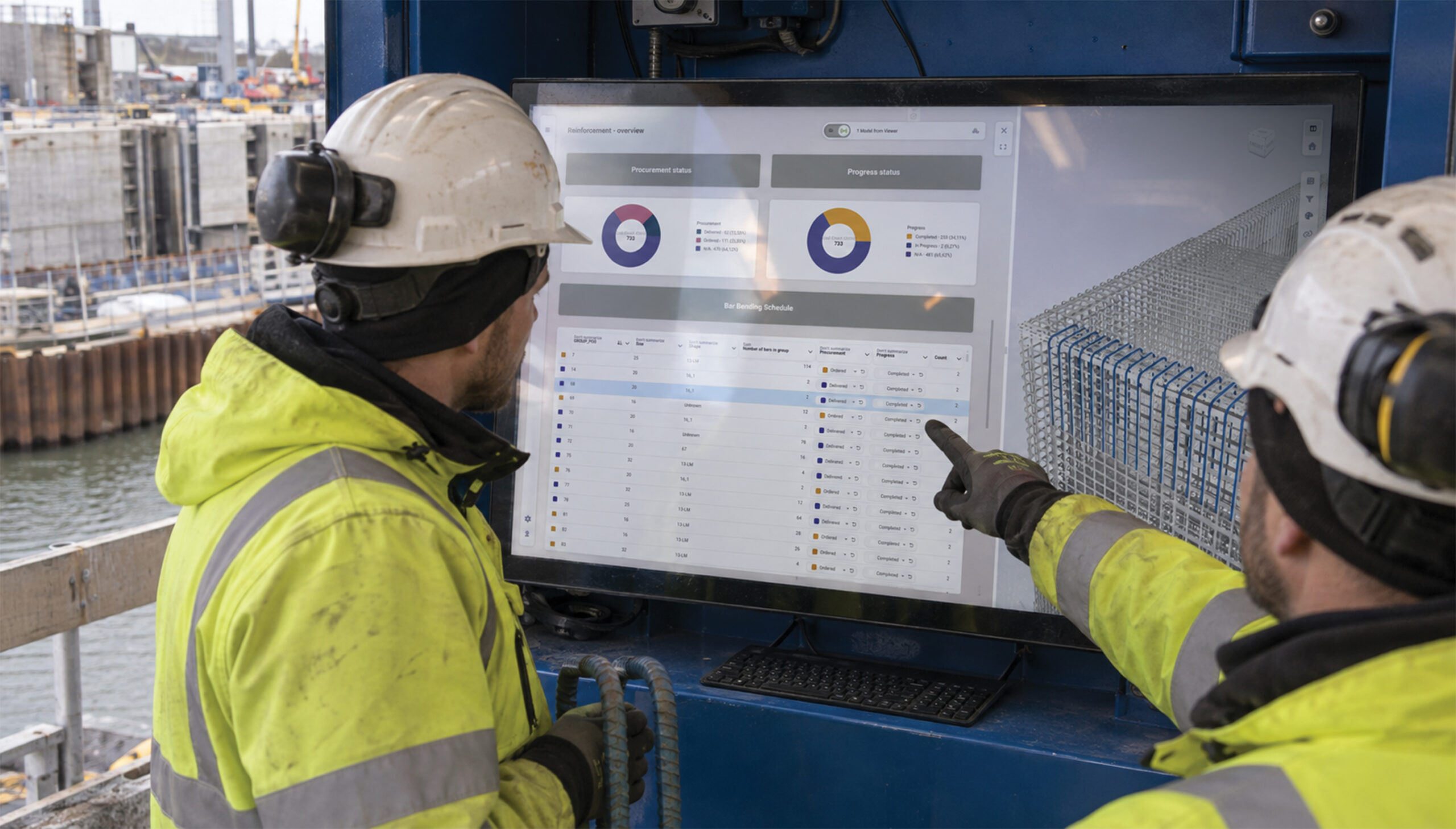 Contractor reviewing the Vitus model on site